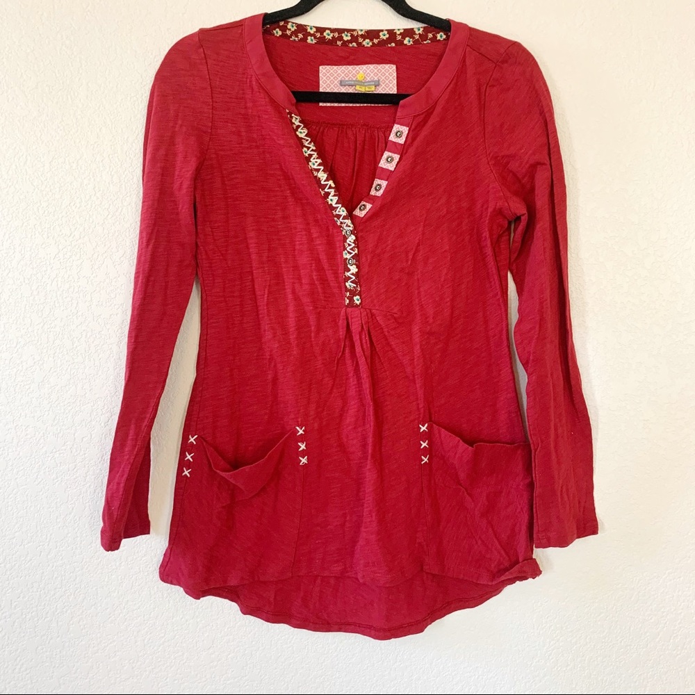 Anthropologie Boho Cotton Long-sleeve Top